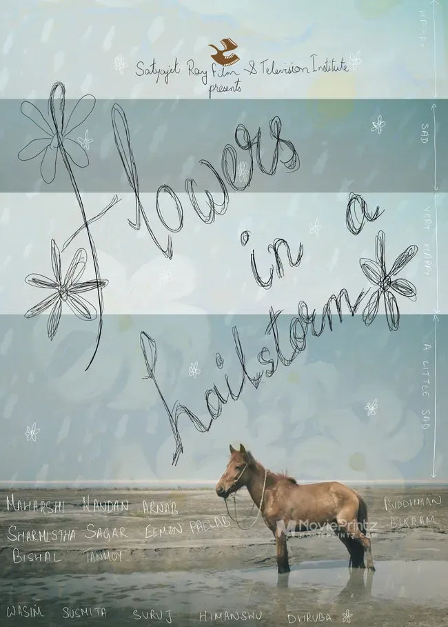 Flowers in a hailstorm Poster