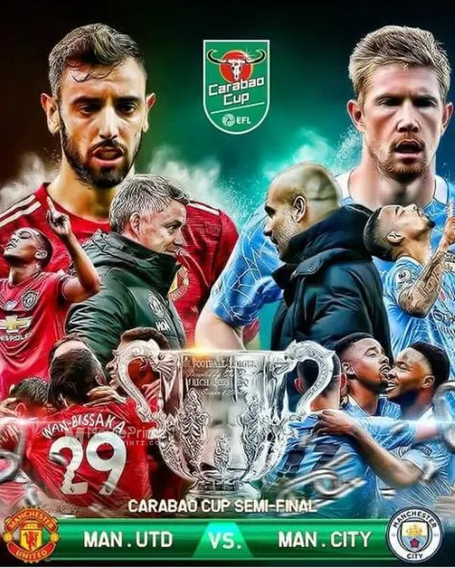 Carabao Cup Semi-Final Manchester United vs Manchester City Poster