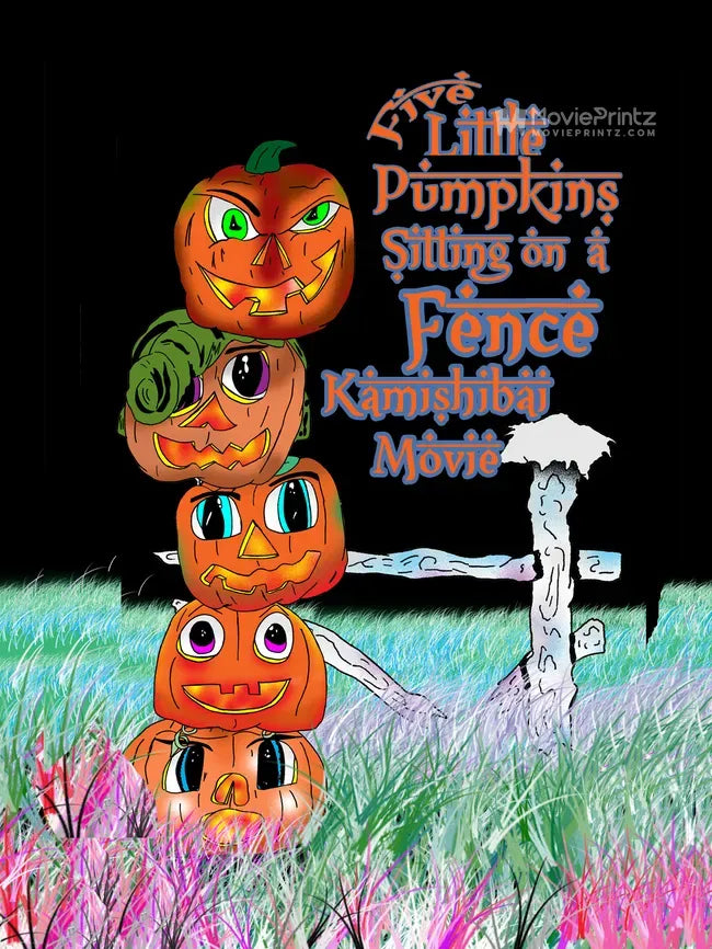 Five Little Pumpkins Sitting on a Fence Poster