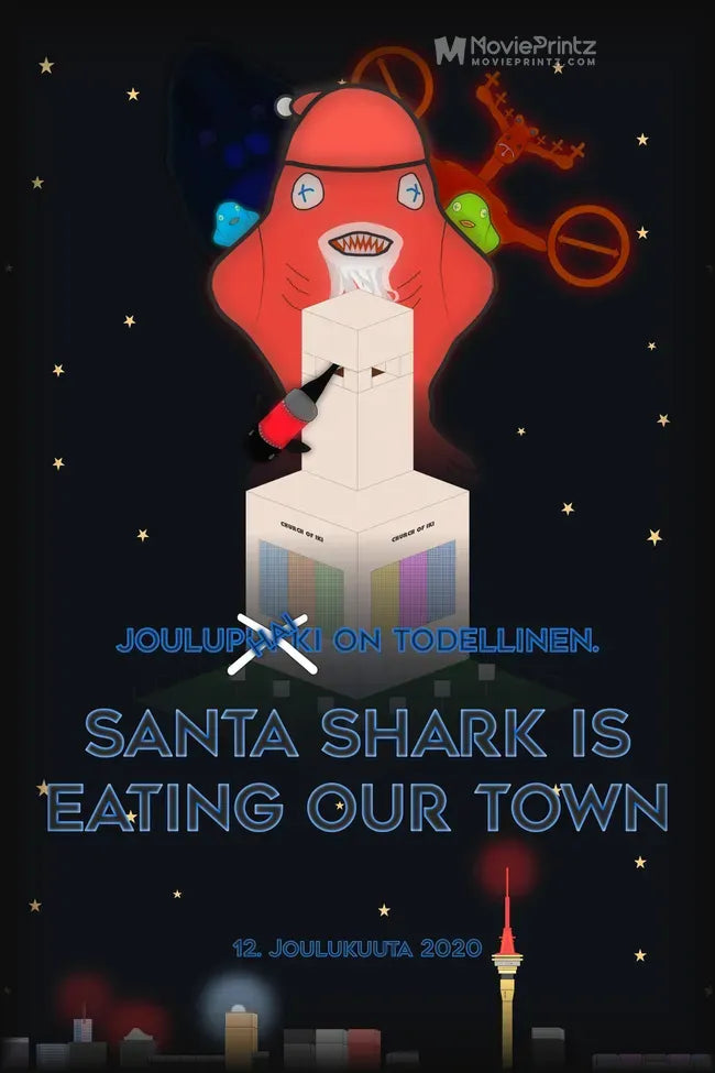 Santa Shark Is Eating Our Town Poster