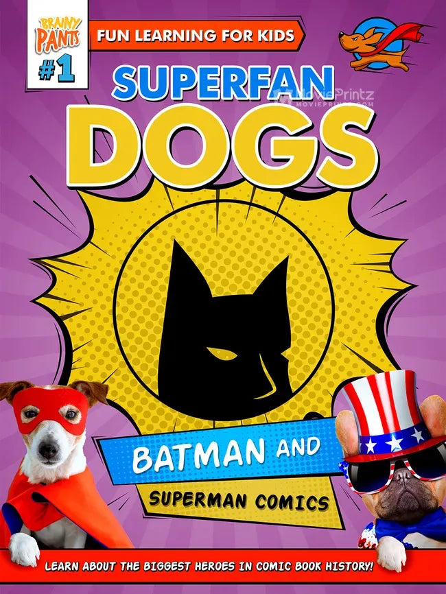 Superfan Dogs: Batman and Superman Comics Poster