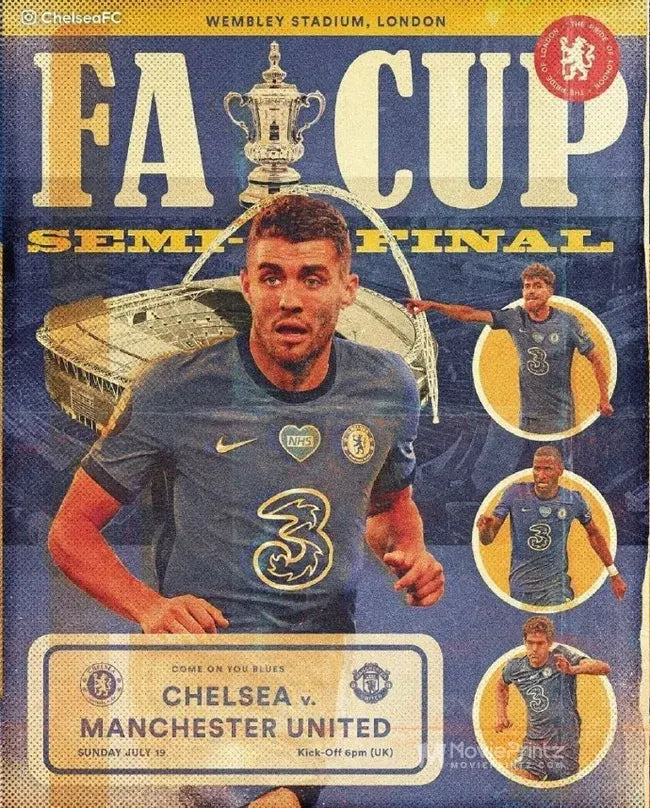 The FA Cup Semi-Final Manchester United vs Chelsea Poster