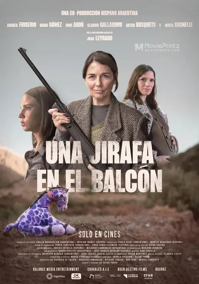 Una jirafa en el balcón Poster